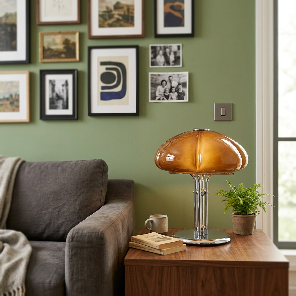 Bauhaus Glass Pumpkin Table Lamp - lifestyle