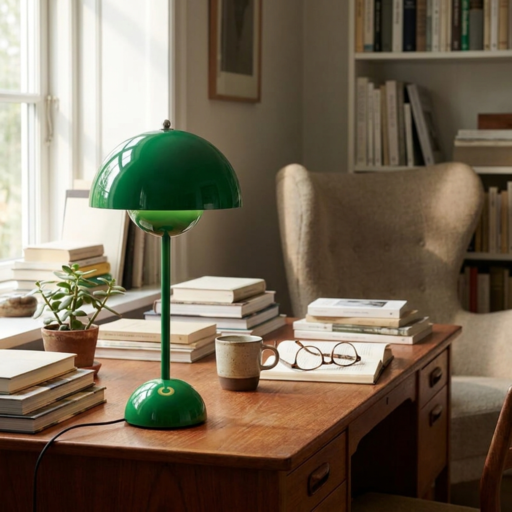 180mm USB Rechargeable Cordless Mushroom Table Lamp - lifestyle