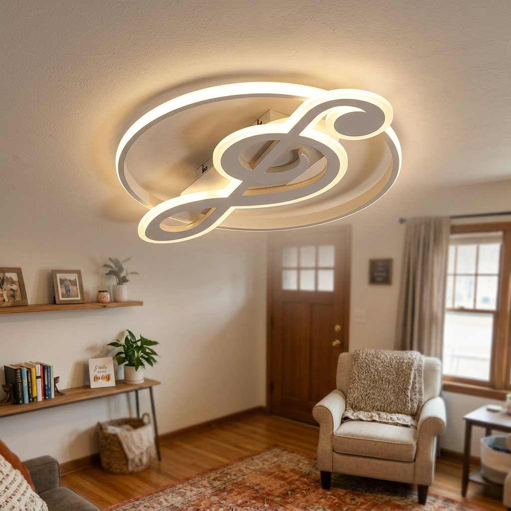 Nordic Creative Music Notes Design LED Flush Mount Ceiling Light - lifestyle