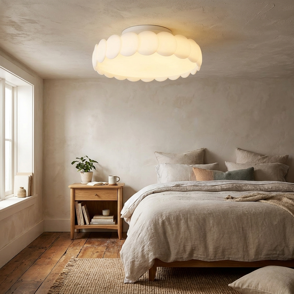 Traditional French Round Iron PE LED Semi-Flush Mount Ceiling Light - lifestyle