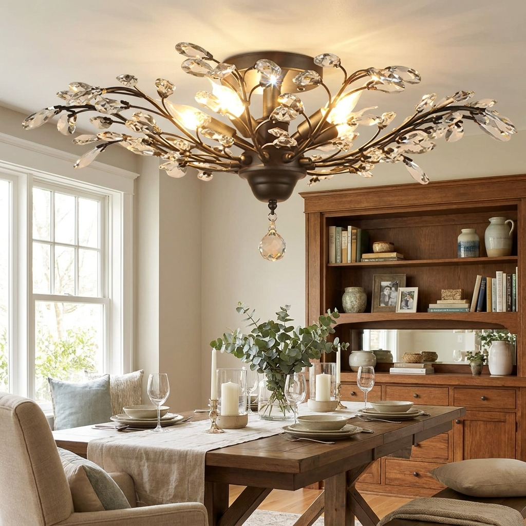 Modern Minimalist Wood Grain Pebble LED Flush Mount Ceiling Light - lifestyle