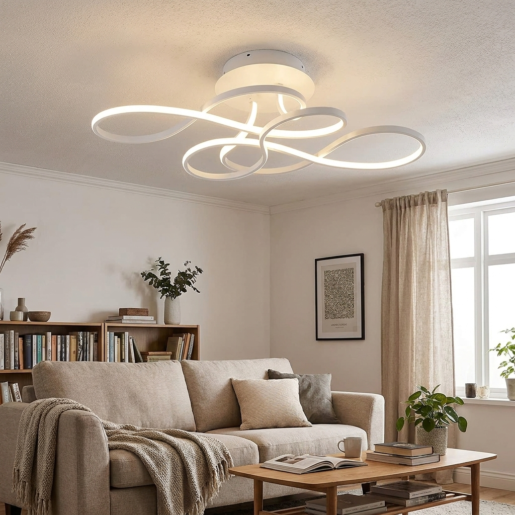 Modern Minimalist Aluminum Acrylic Line LED Flush Mount Ceiling Light