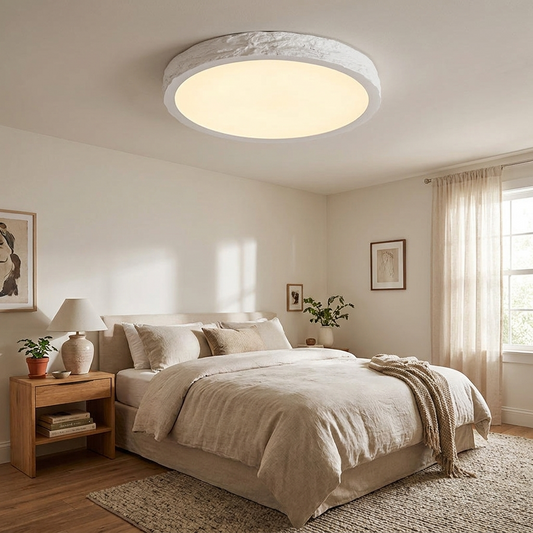 Modern Minimalist Round Stone Grain Resin Iron LED Flush Mount Ceiling Light
