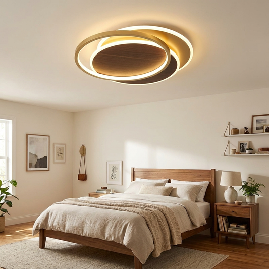 Modern Nordic Wrought Iron Round Circular LED Flush Mount Lighting for Living Room