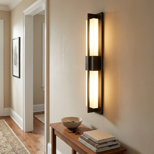 Modern Transitional Rectangular Copper Marble LED Outdoor Wall Sconce Lamp