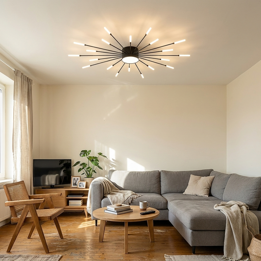 Contemporary Nordic Iron Aluminum Acrylic Round LED Semi-Flush Mount Ceiling Light