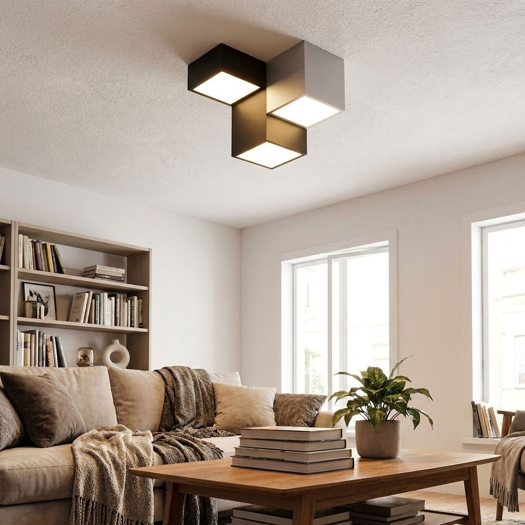 Modern Minimalist Cube Iron Acrylic LED Flush Mount Ceiling Light
