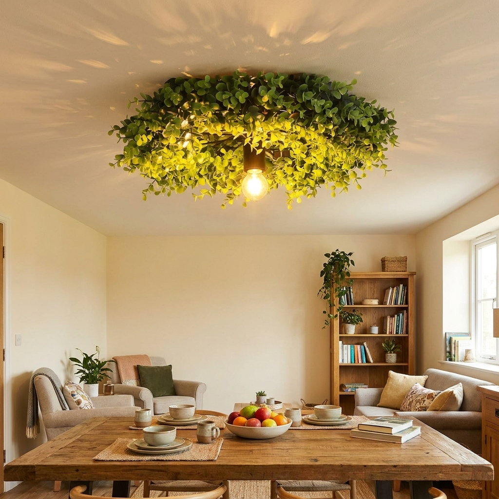 Creative Decorative Green Plant Flush Mount Ceiling Light