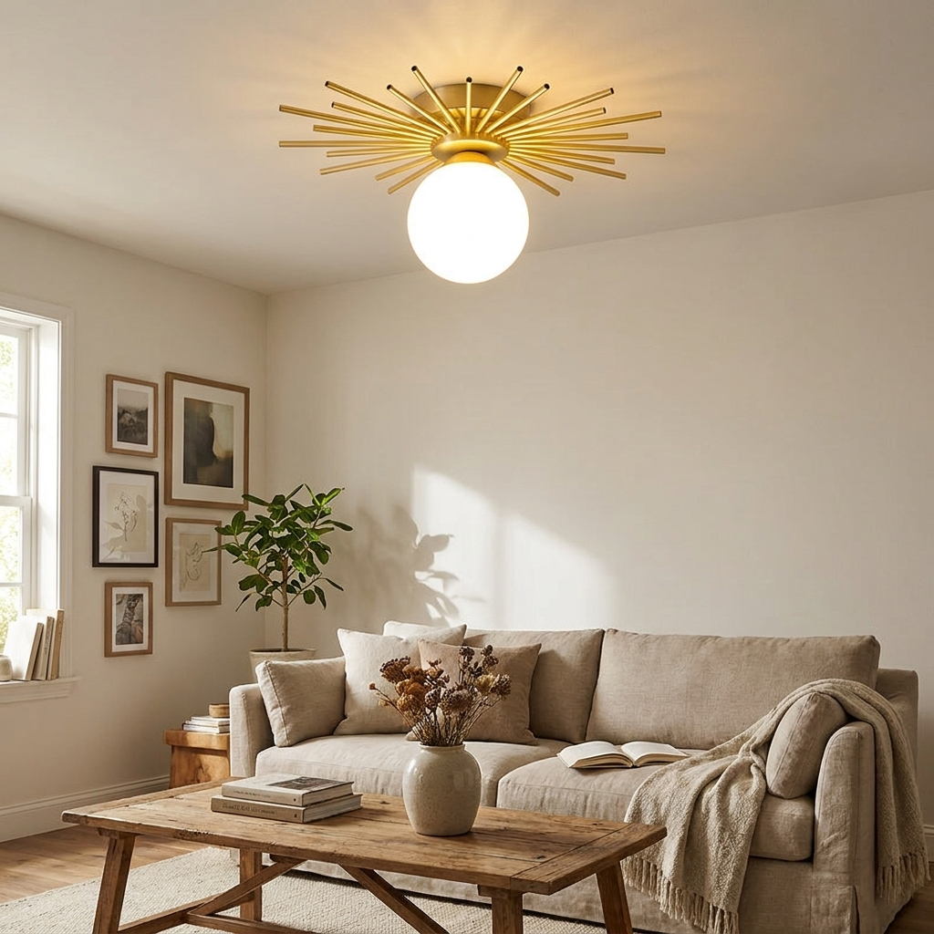 Glass Ball 1-Light Semi-Flush Mount Lighting