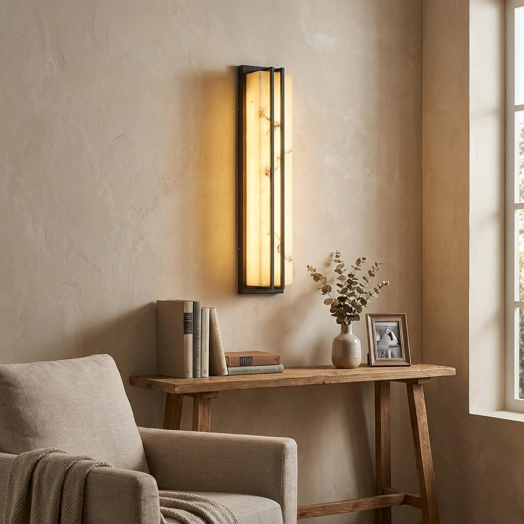 Modern Minimalist Waterproof Rectangle Long Stainless Steel Resin LED Outdoor Wall Sconce Lamp