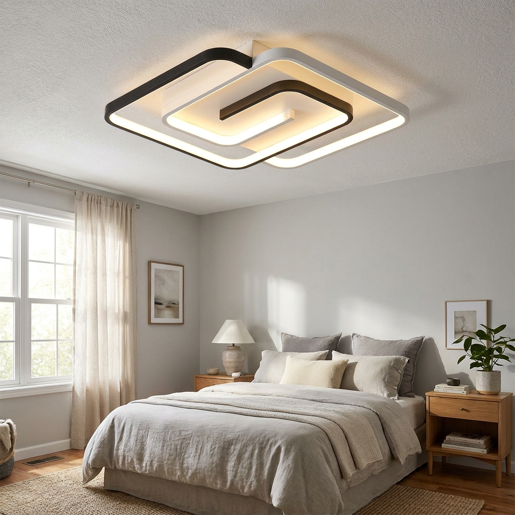 Modern Minimalist Round Square Diamond Acrylic Iron Flush Mount Ceiling Light