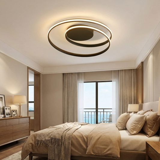 Contemporary Creative Circle Iron Aluminum Semi-Flush Mount Ceiling Light