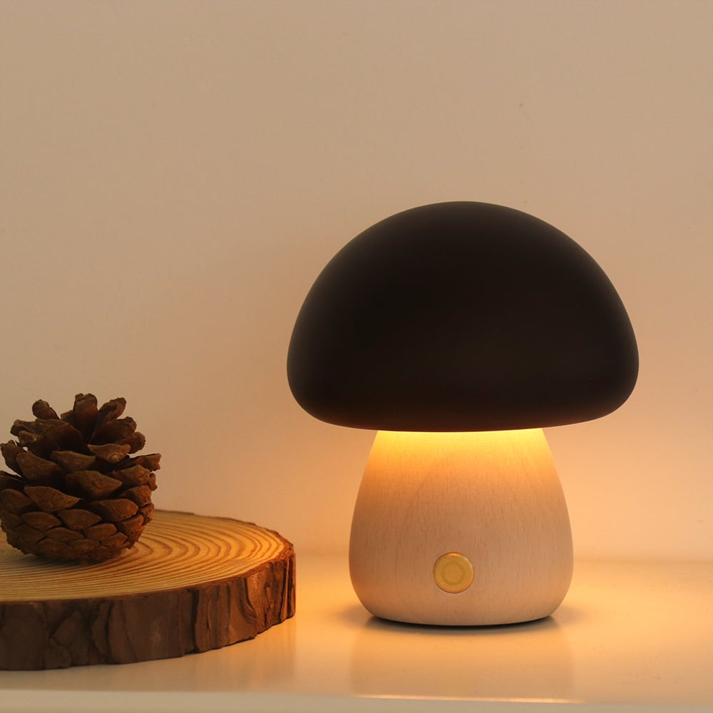 Solid Wood Mushroom Table Lamp