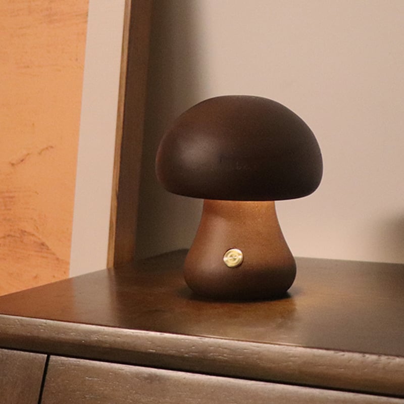 Solid Wood Mushroom Table Lamp