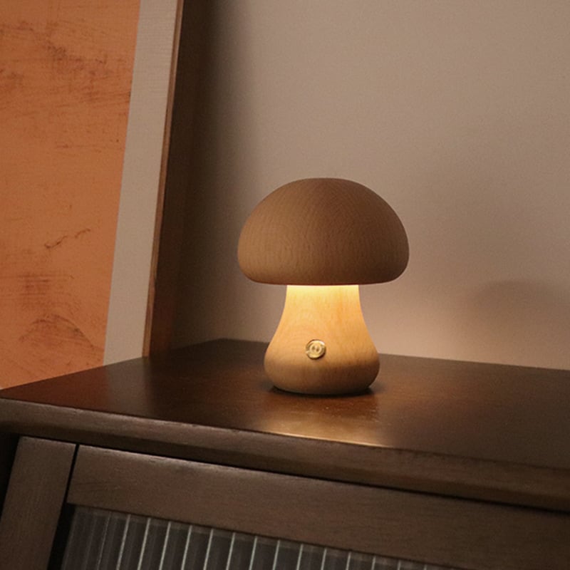 Solid Wood Mushroom Table Lamp