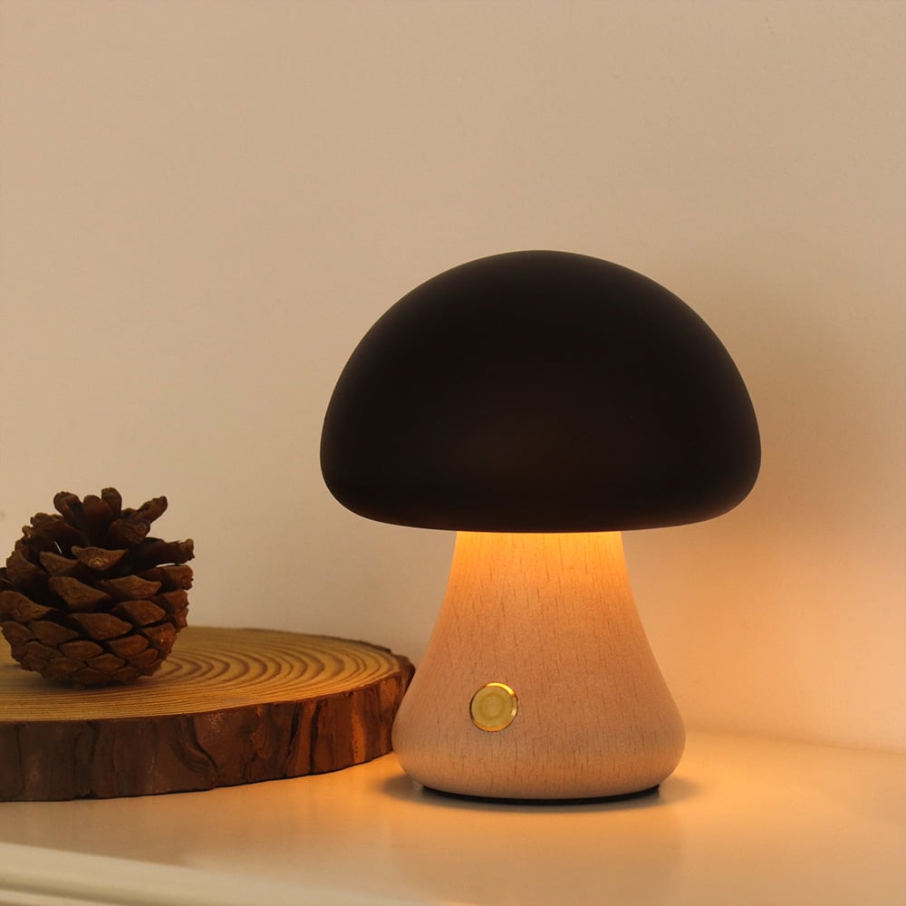 Solid Wood Mushroom Table Lamp