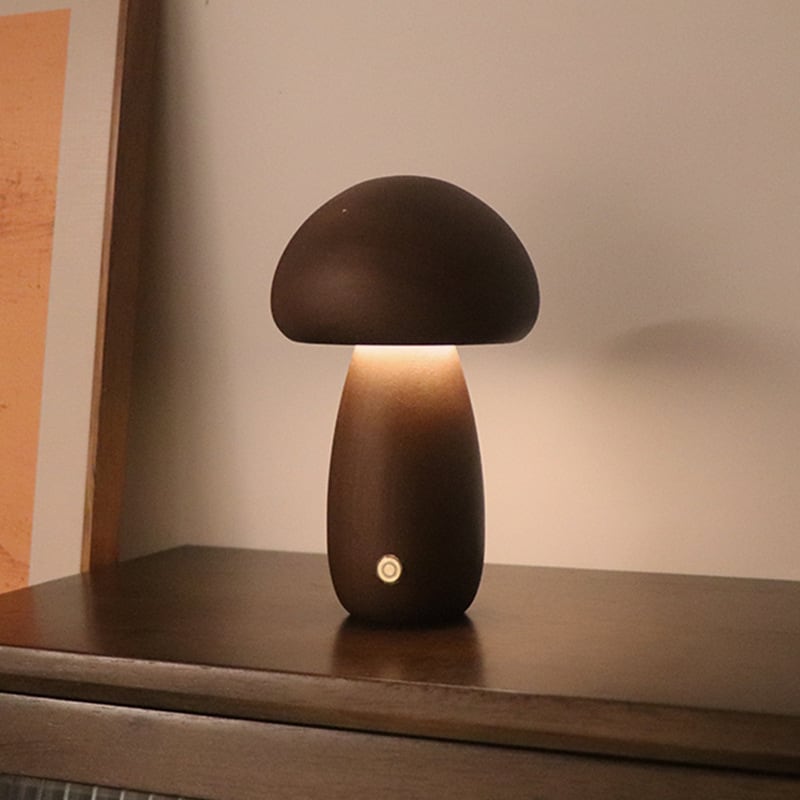 Solid Wood Mushroom Table Lamp
