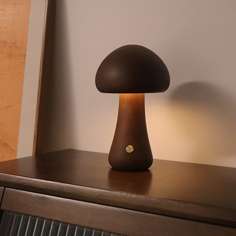 Solid Wood Mushroom Table Lamp